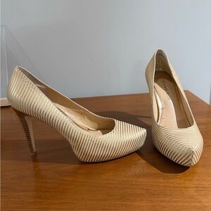 Gianni Bini Striped Cream Heels